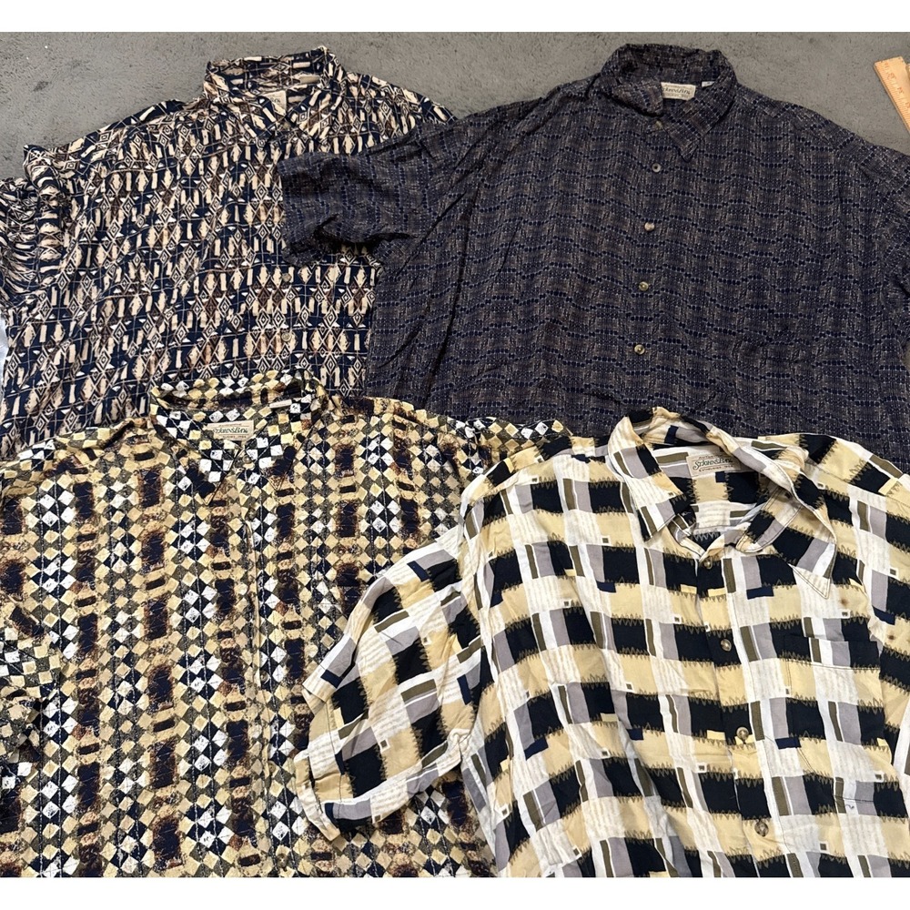 St Johns Bay Shirts Mens XL Lot of 4 Short Sleeve Rayon Korea Vintage 80s Camp